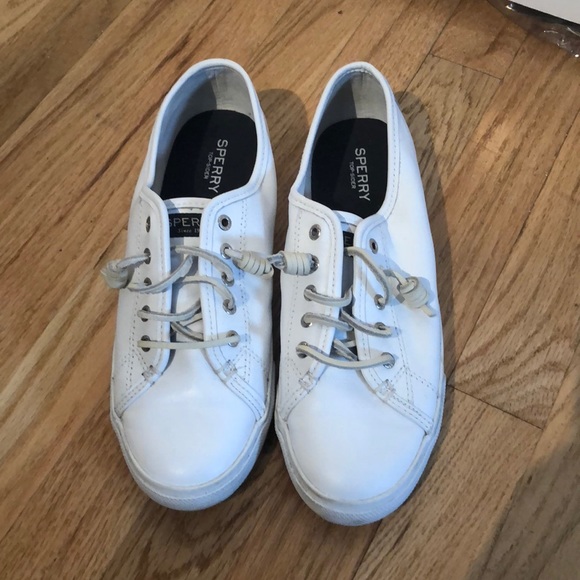 sperry women's white leather sneakers